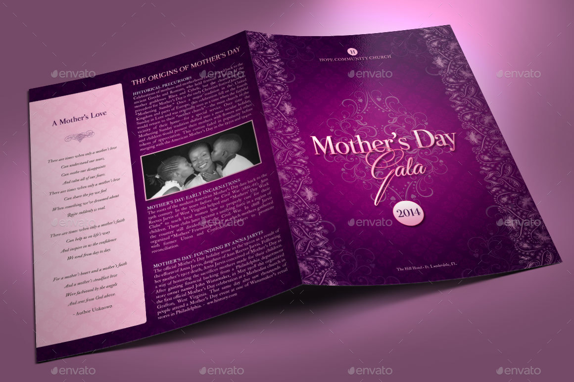Lavender Mothers Day Gala Program Template, Print Templates GraphicRiver